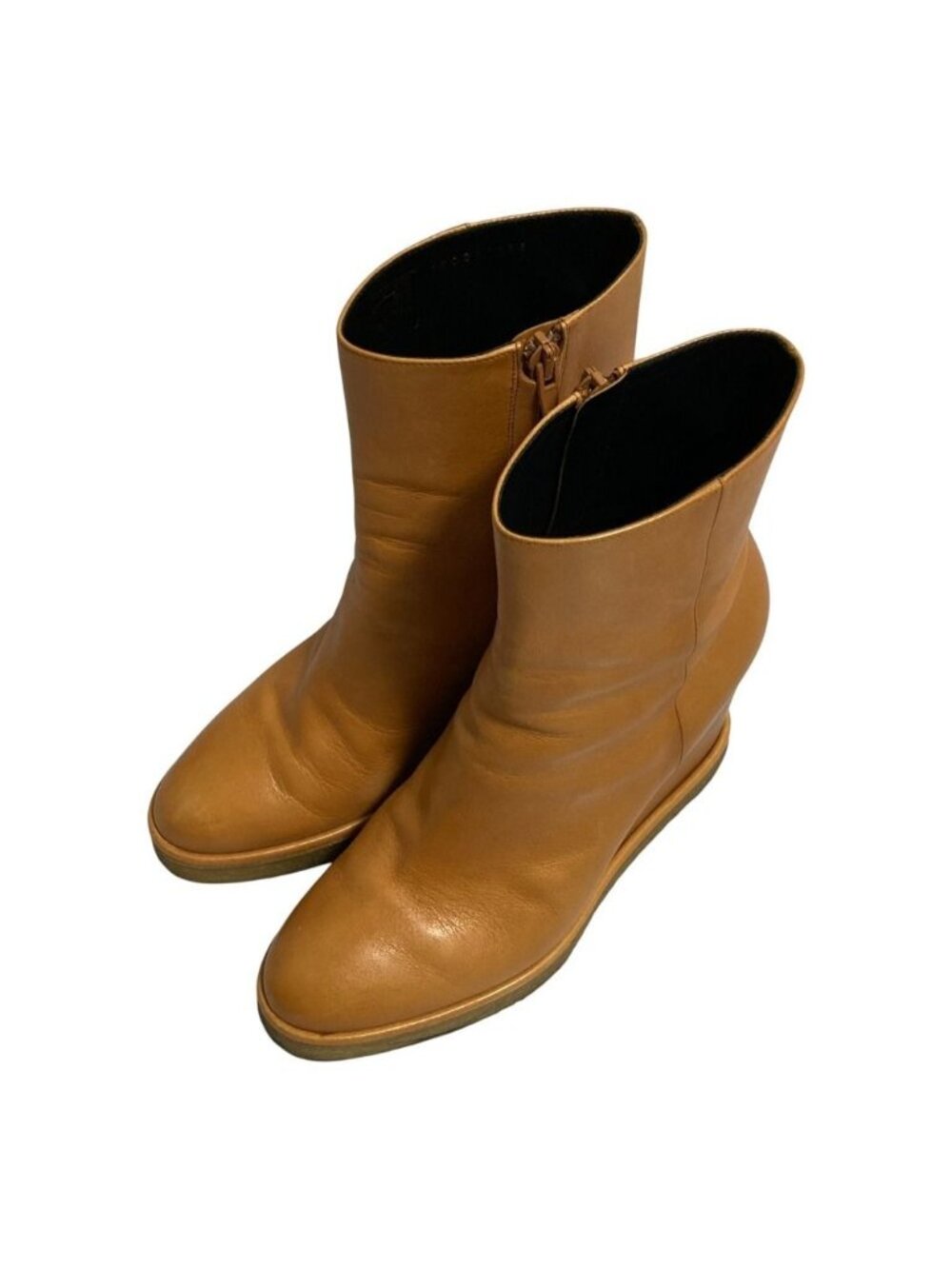 Celine Wedge Crepe Side Zip Short Boots 38